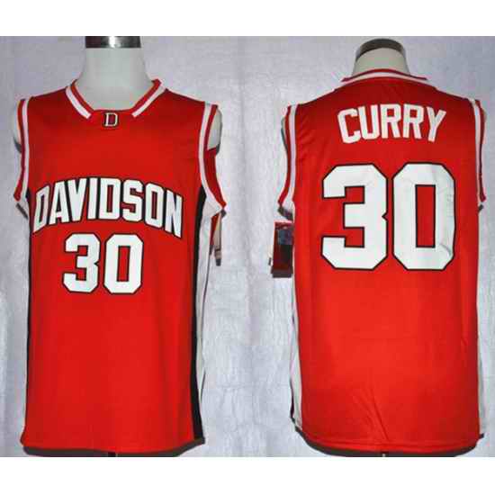 Davidson Wildcat Stephen Curry 30 College Basketball Jersey Red
